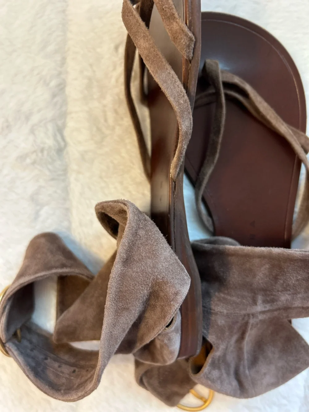 New Chie Mihara Brown Suede Wrap Sandals size 38 - Picture 11 of 12